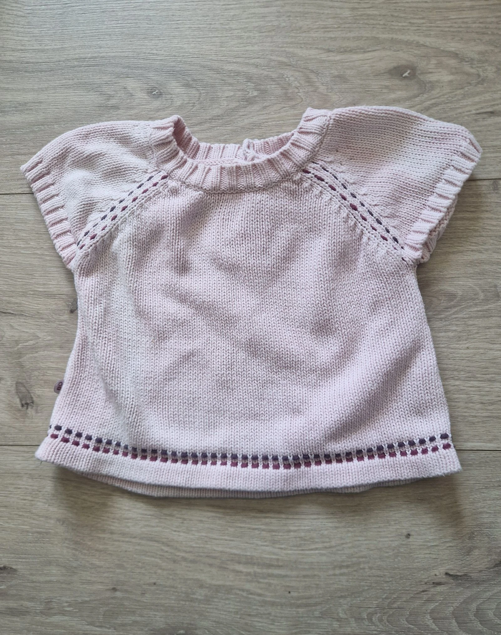 🌸 Pull manches courtes – Obaïbi – bébé fille – 12 mois – bon état